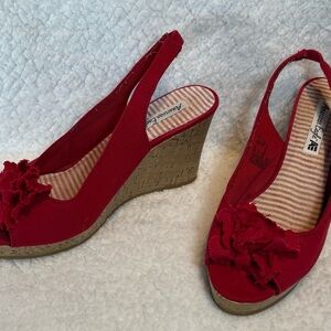 American Eagle Outfitters Red Wedge Sandals